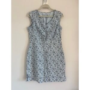 The Territory Ahead Vintage Style Blue Floral Cotton Sleeveless Dress RN 88748